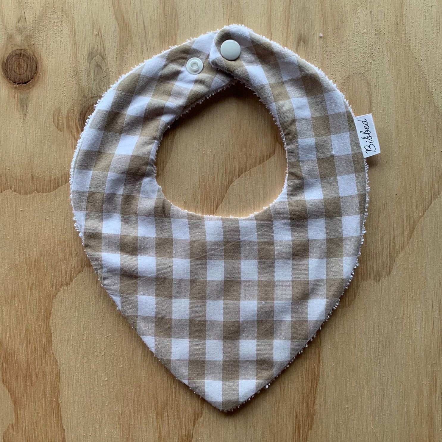 Gingham Beige Dribble Bib