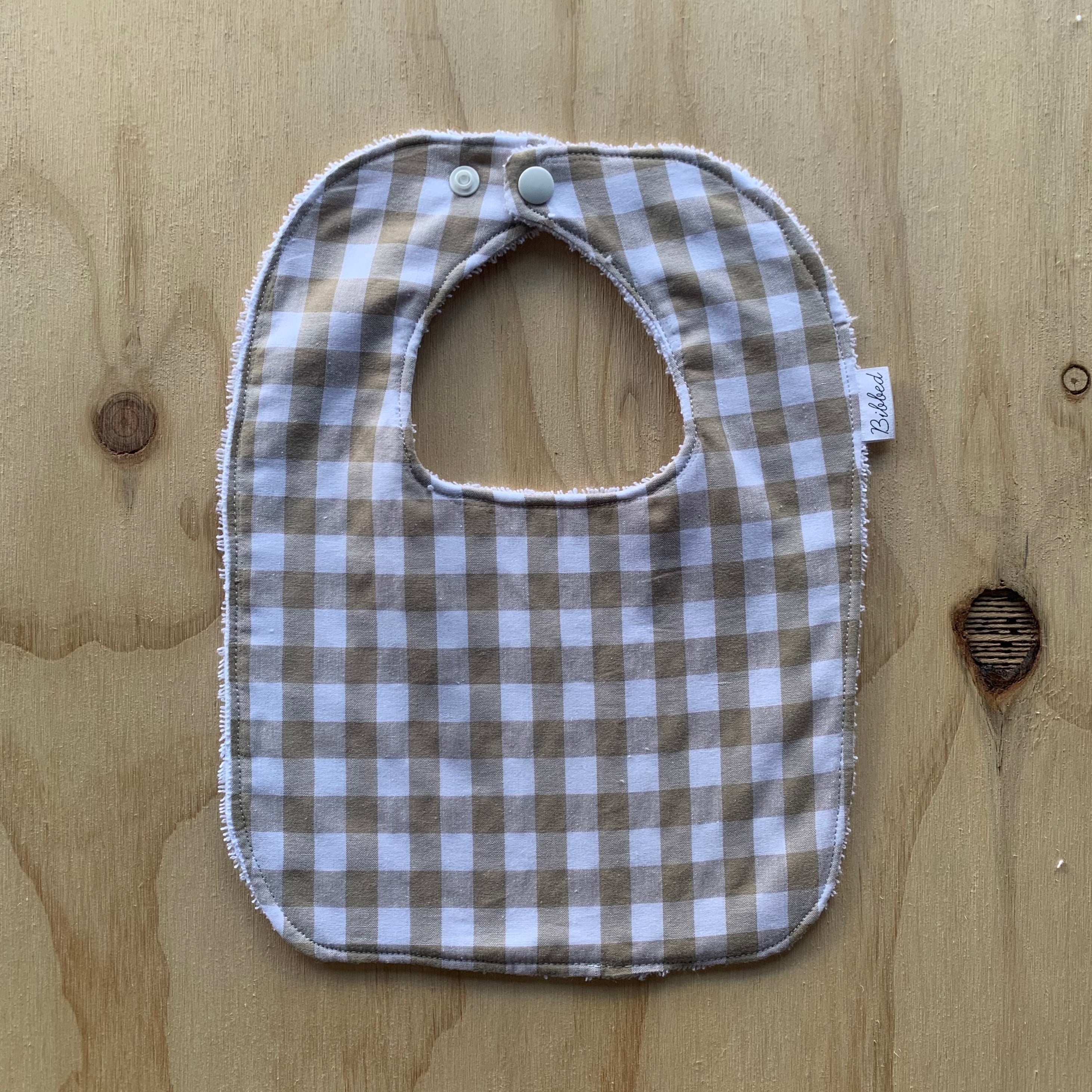 Gingham Beige Dinner Bib