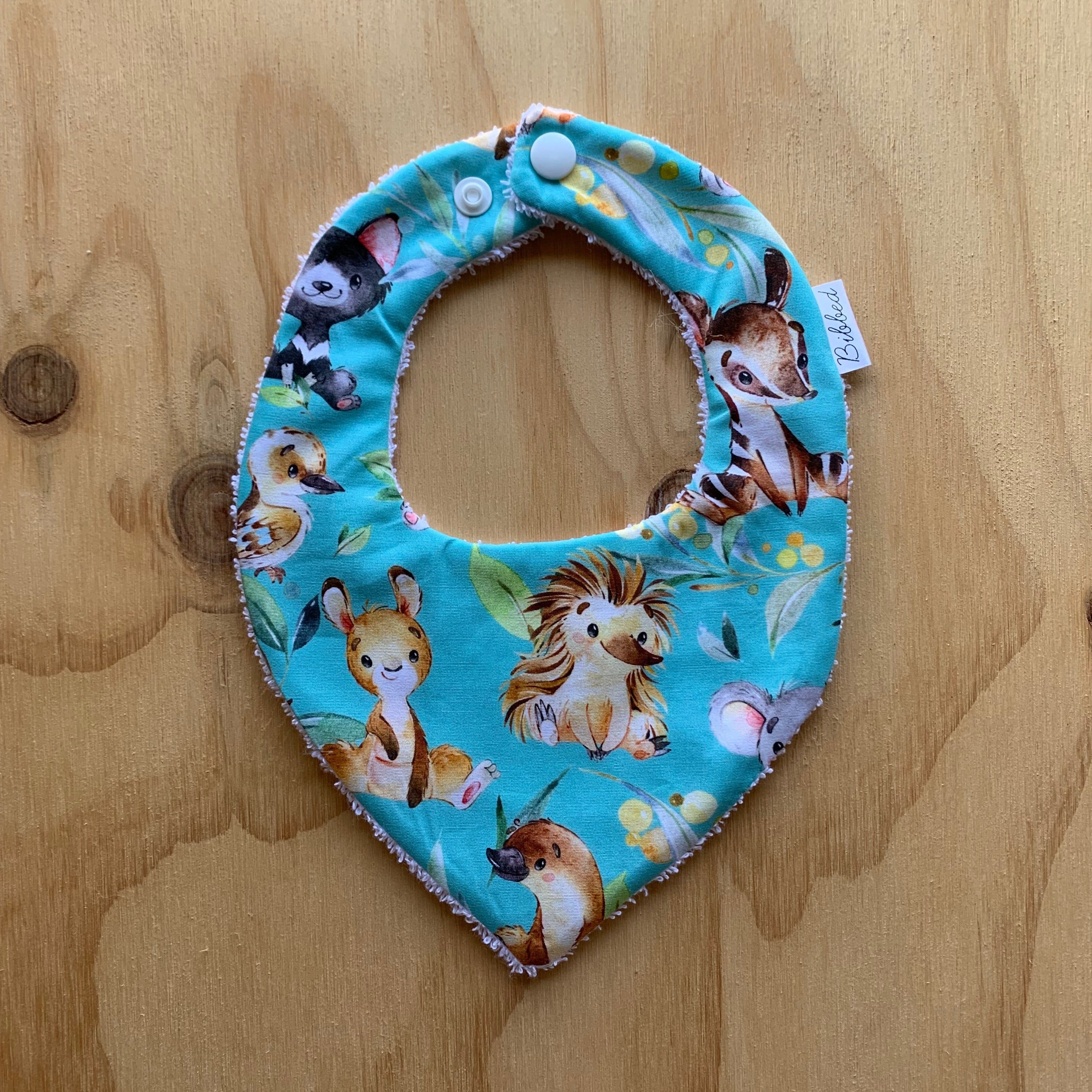 Aqua Native Animals Dribble Bib