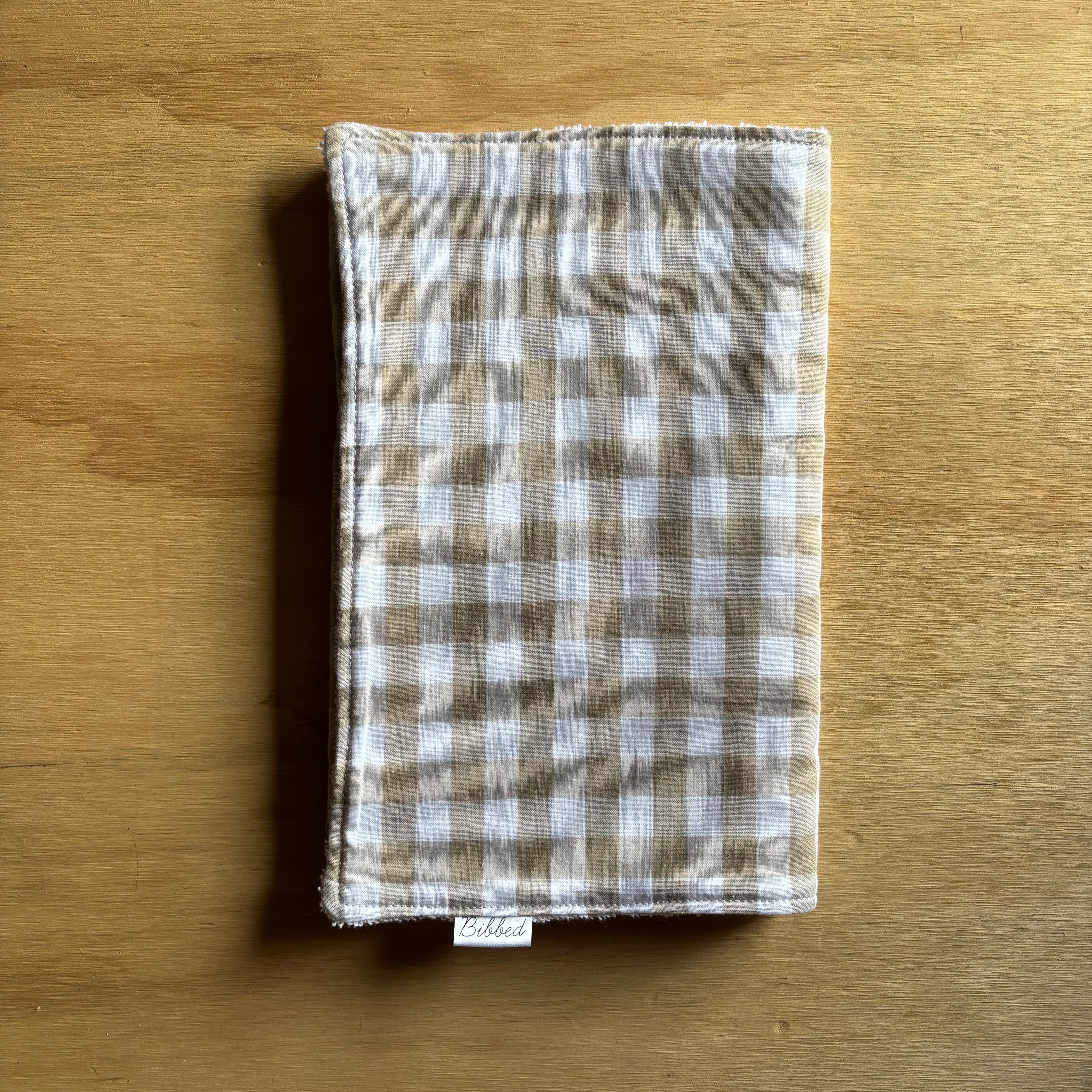 Beige Gingham Burp Cloth