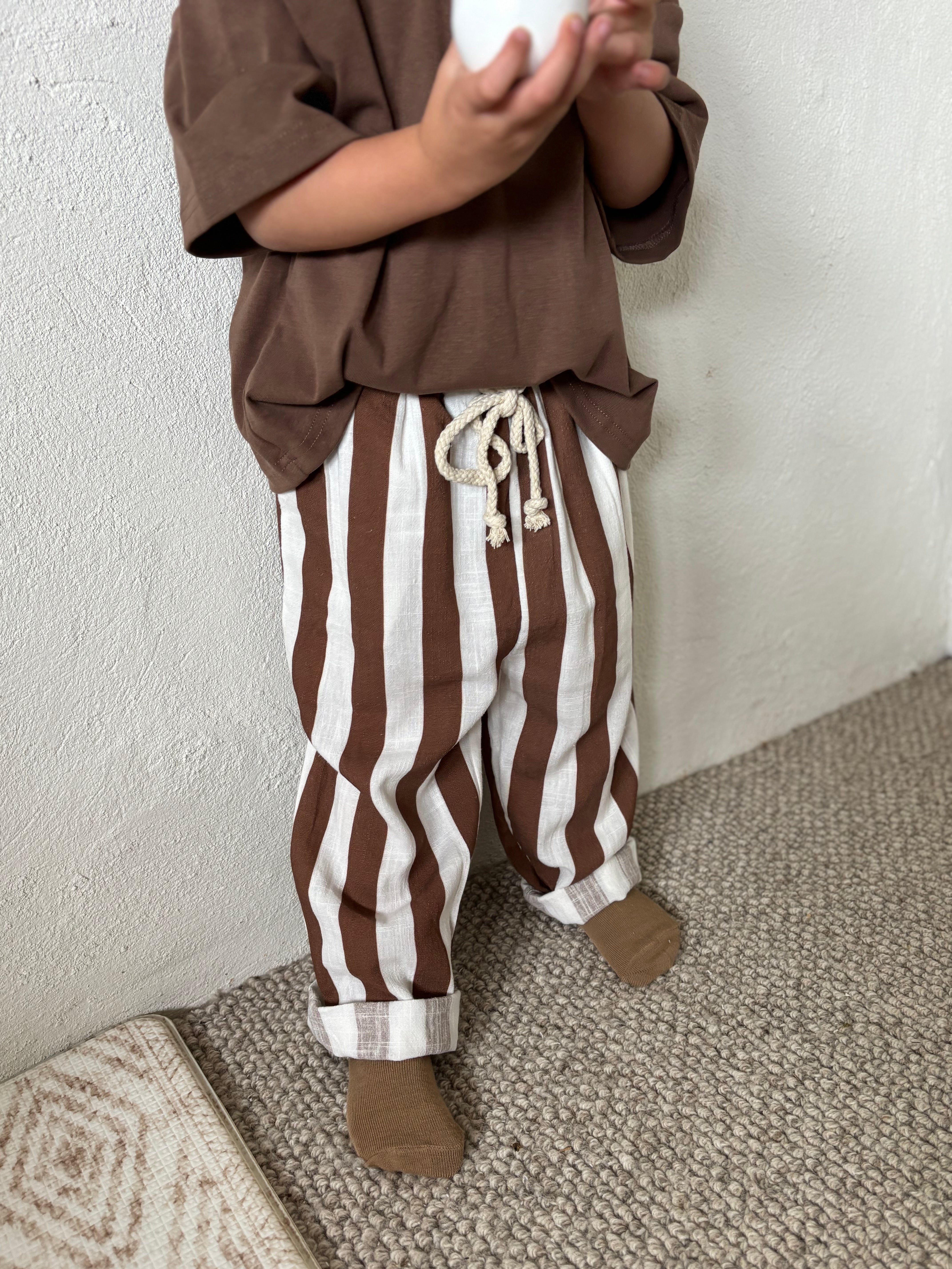 Brown Stripe Wide Pants