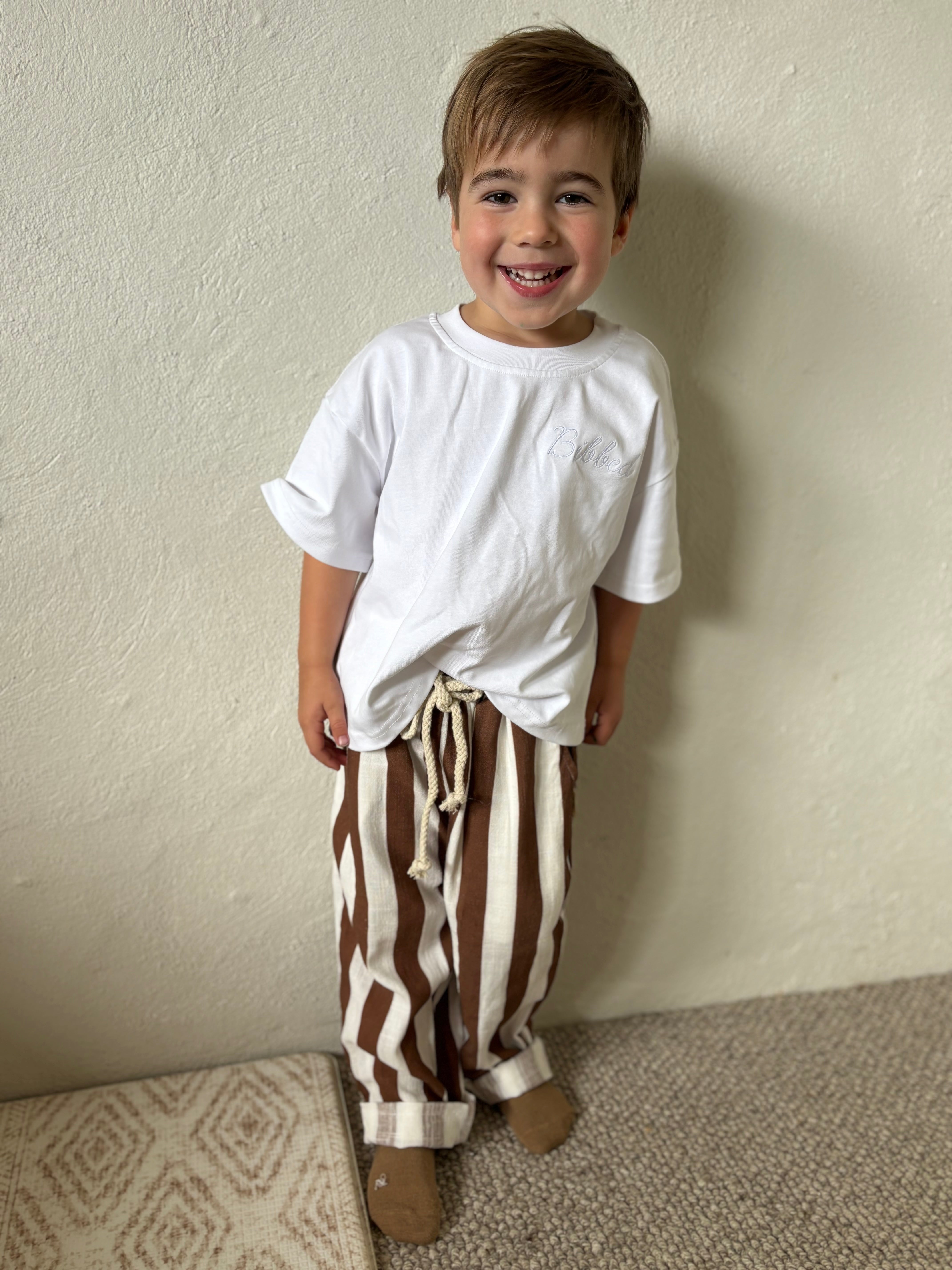 Brown Stripe Wide Pants
