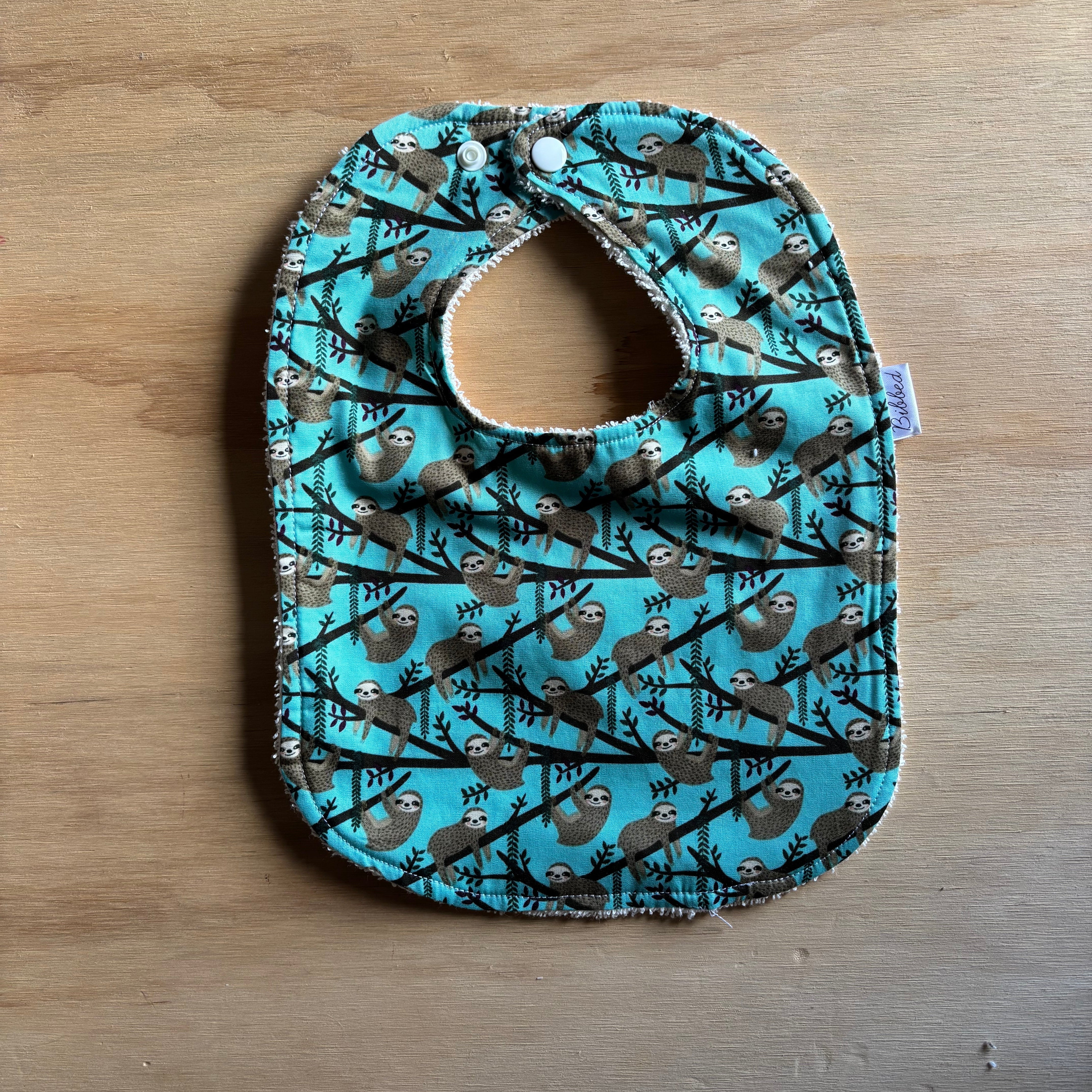 Sloths Blue Dinner Bib