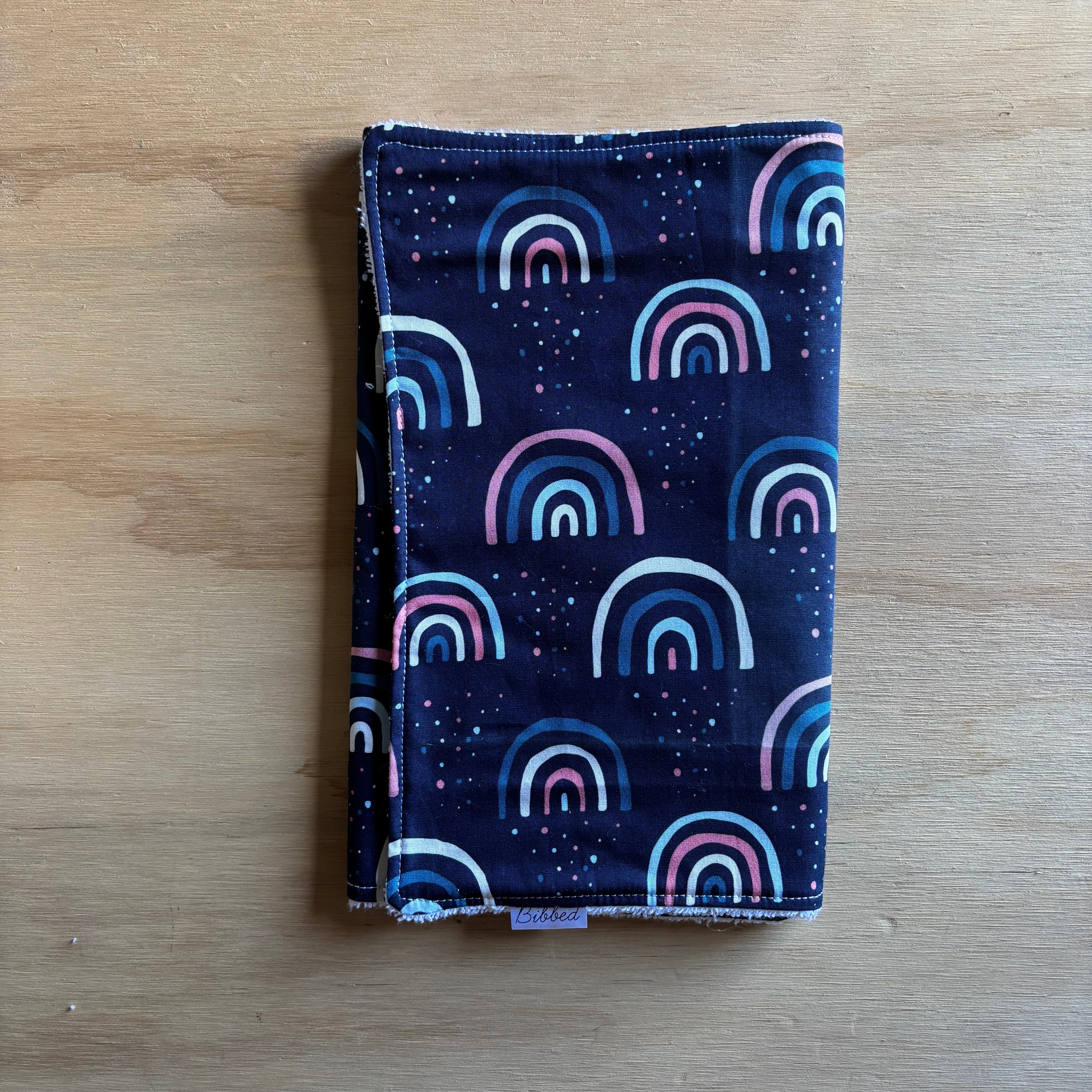 Rainbows Navy Burp Cloth
