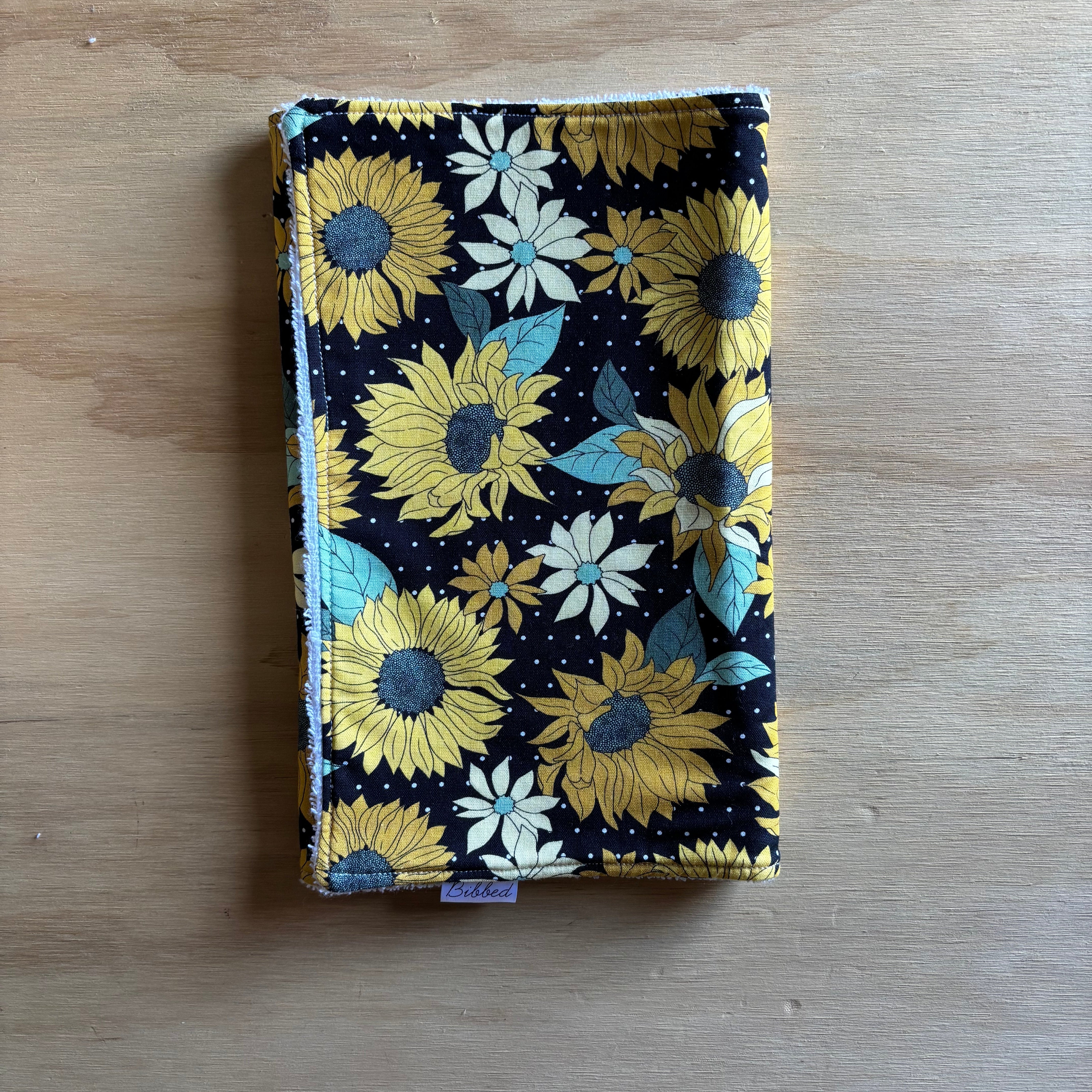Sunflowers Black Burp Cloth