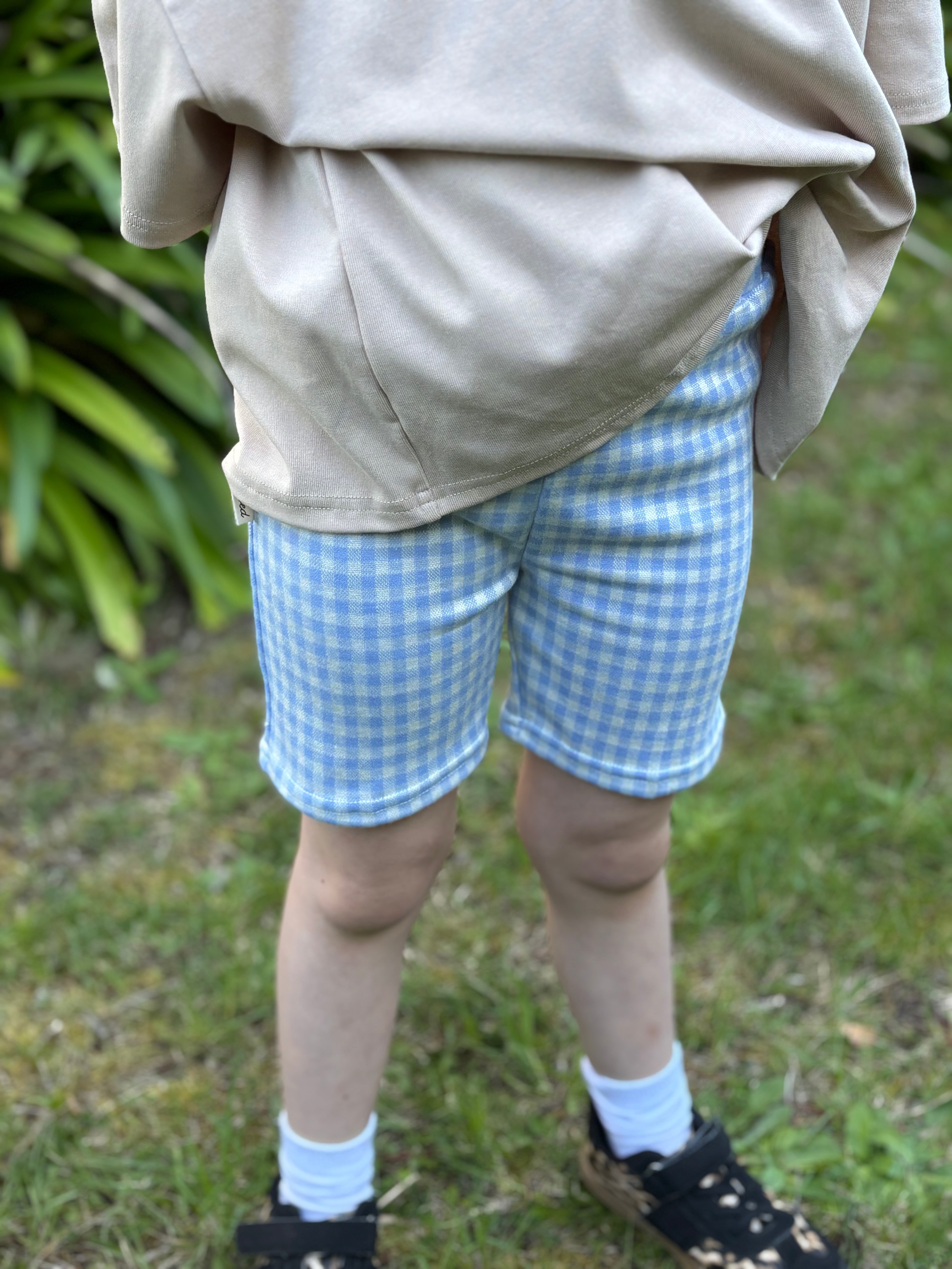 Gingham Blue Bike Shorts