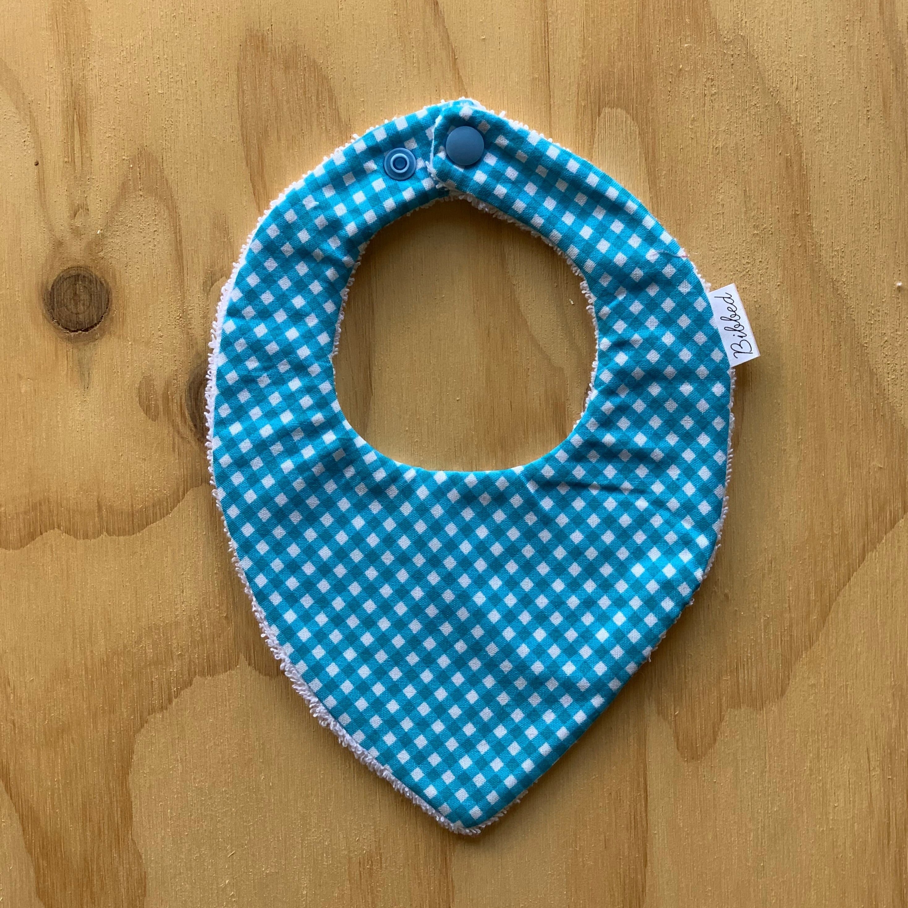 Gingham Blue Dribble Bib