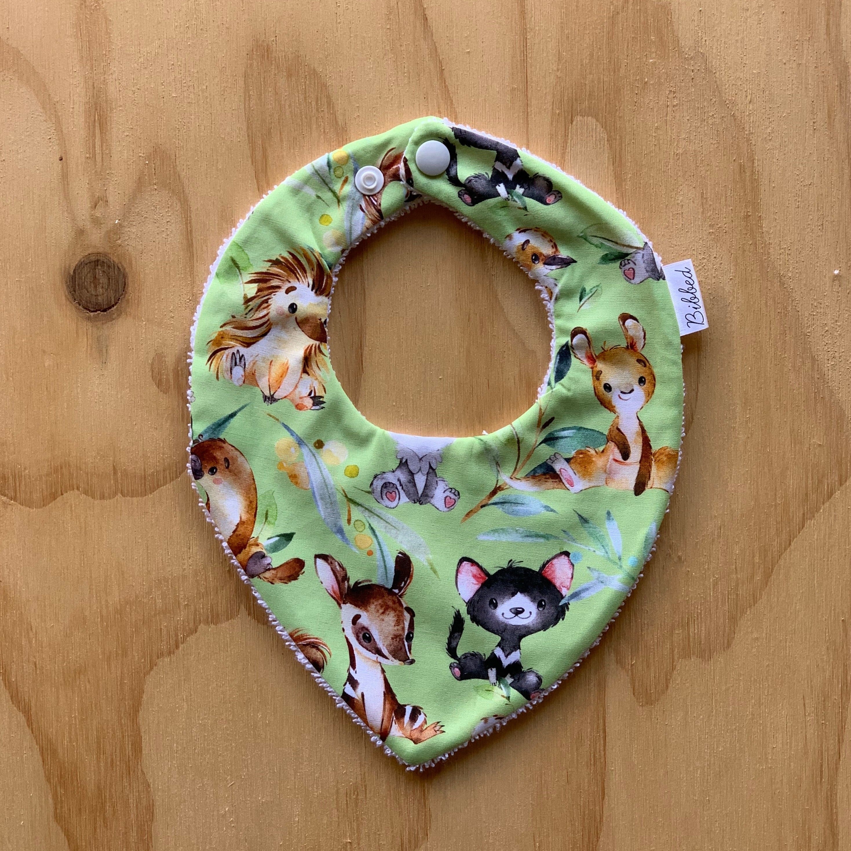 Native Animals Green Dribble Bib