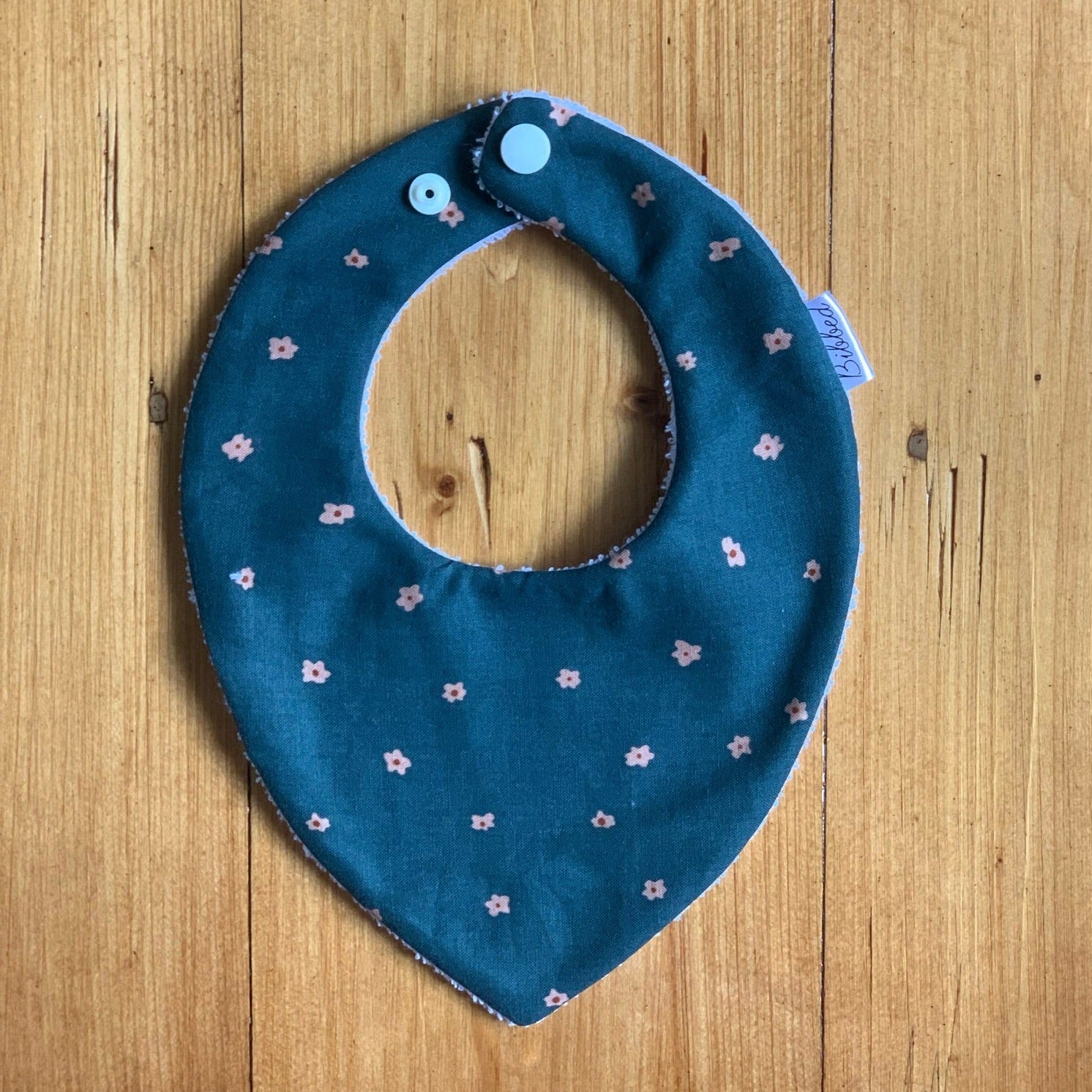 Dark Blue Floral Dribble Bib