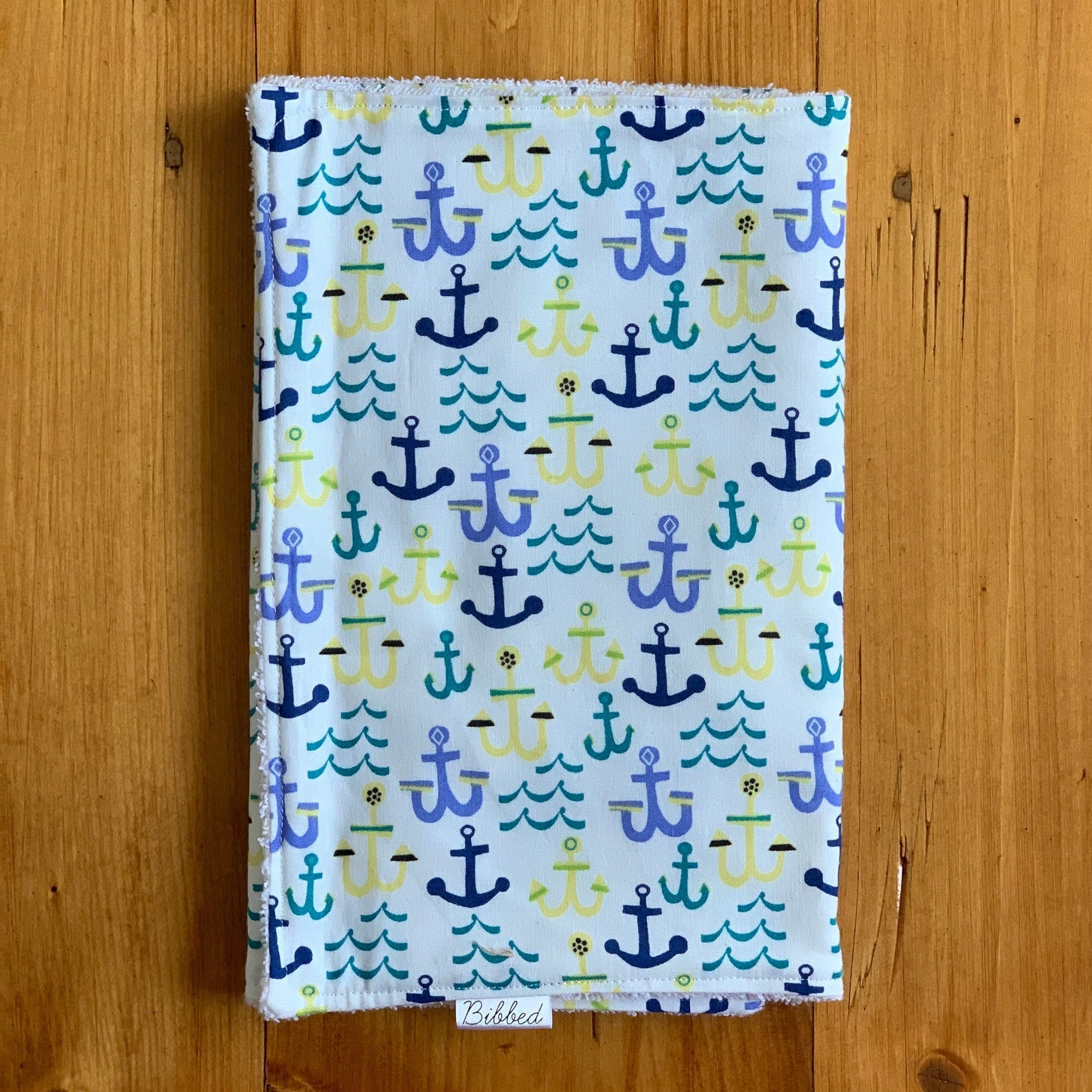 Anchors White Burp Cloth