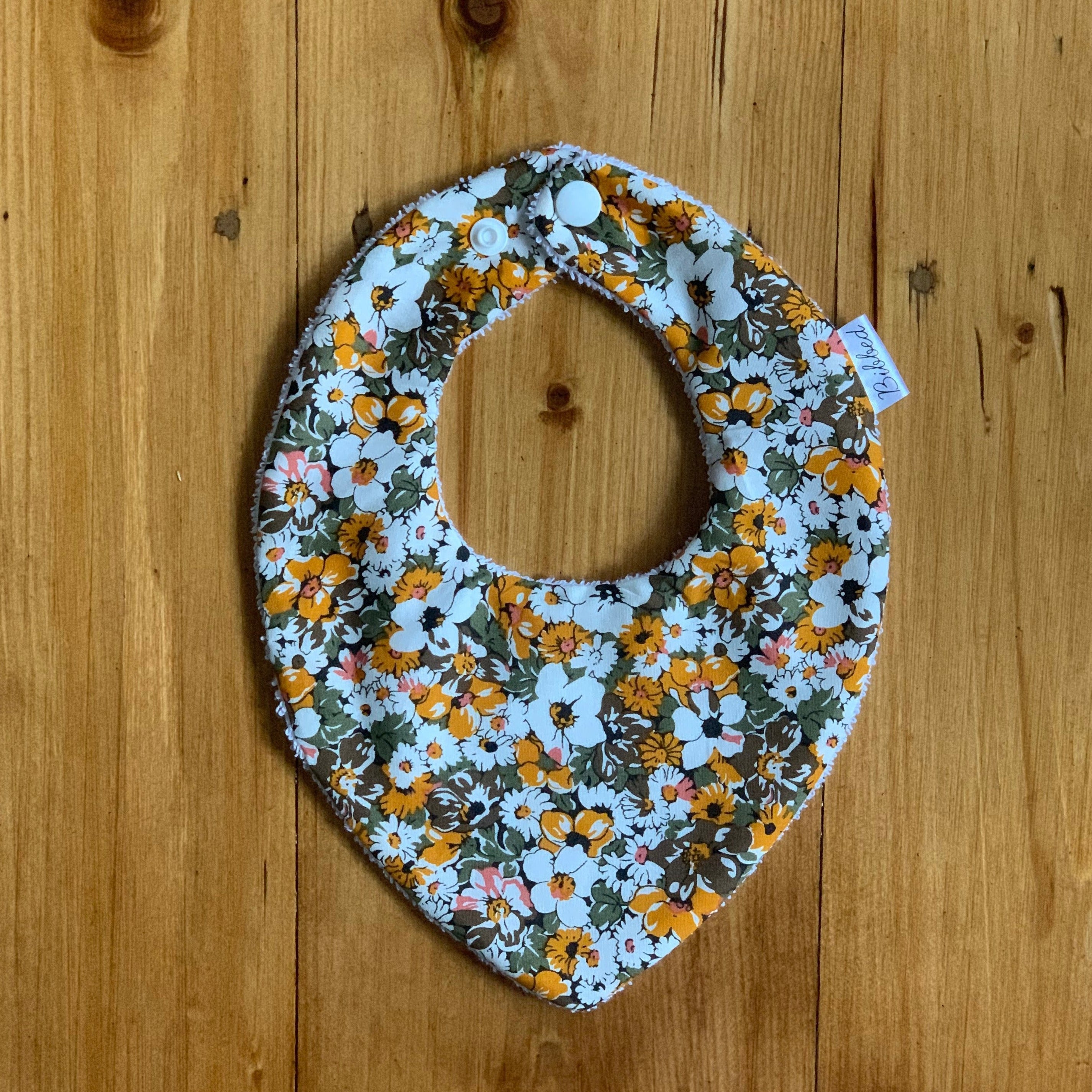 Multicoloured Brown Floral Dribble Bib