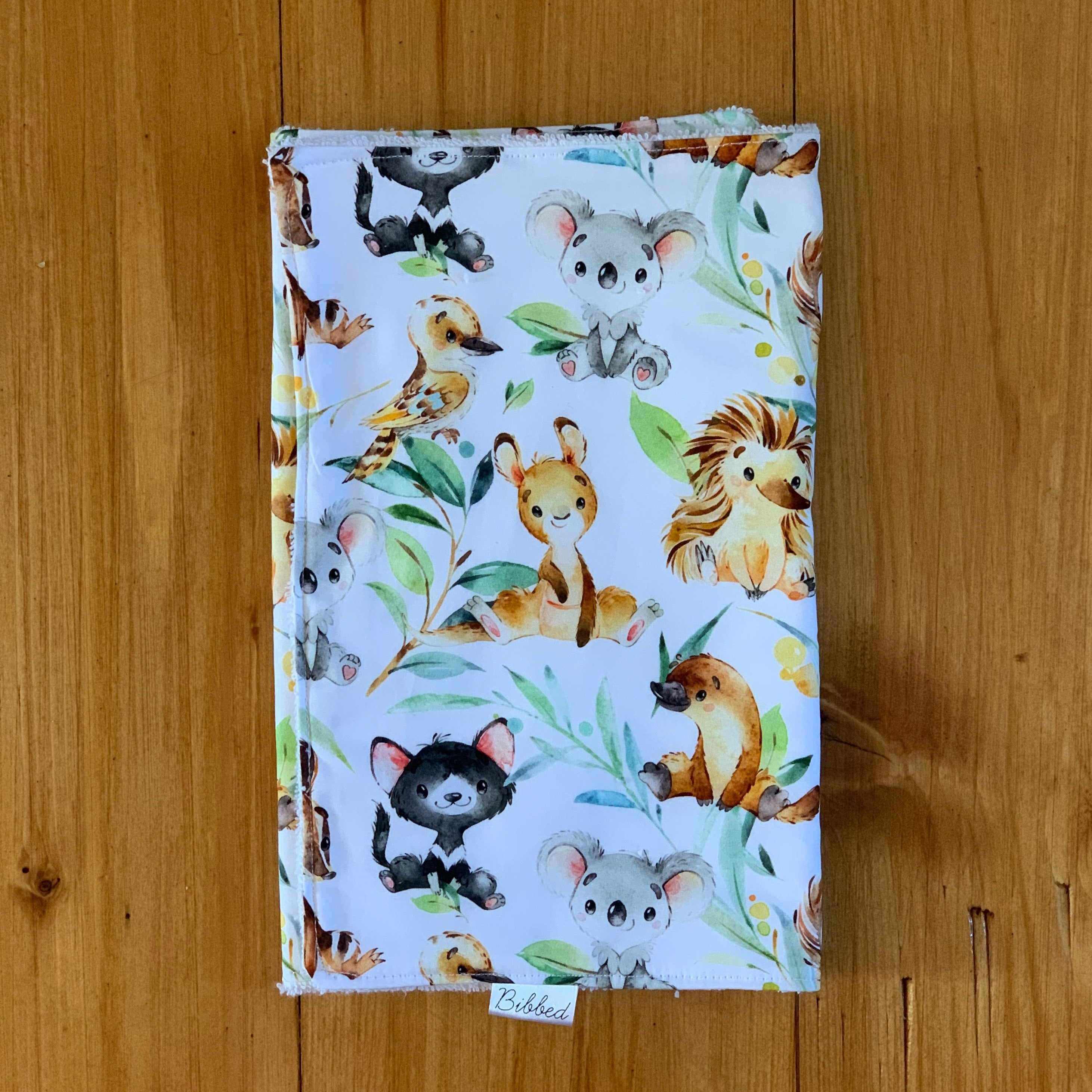 Native Animals White Burp Cloth