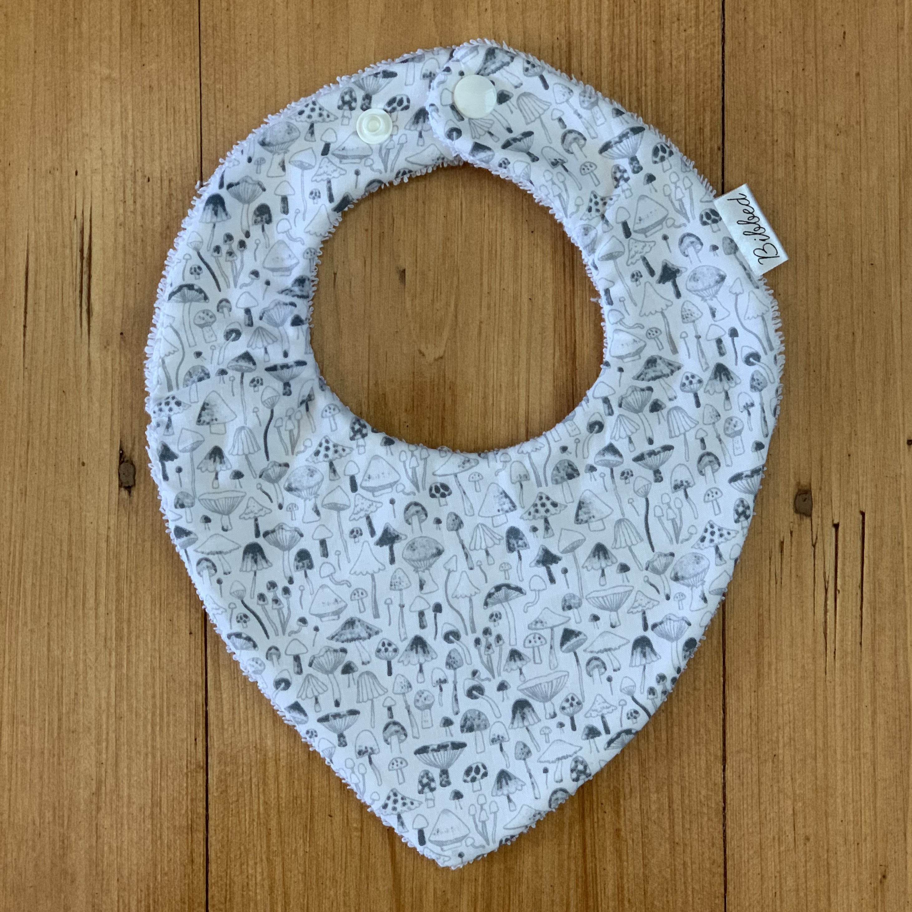 Mushrooms Grey Dribble Bib